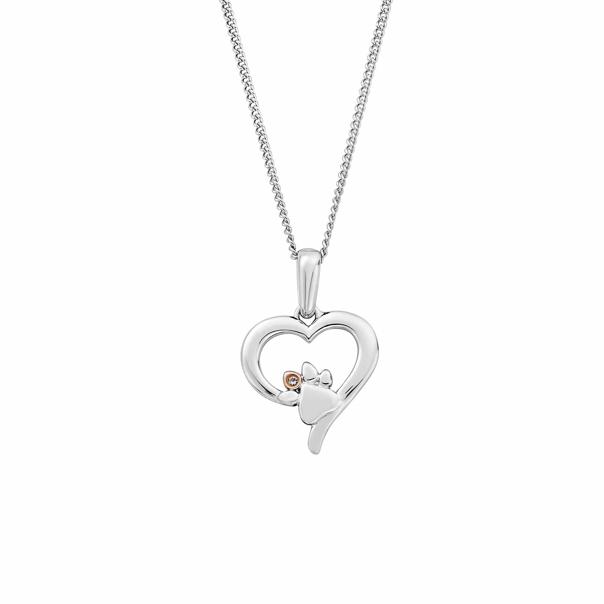 Clogau Clogau Women's Paw Prints Sterling Silver Heart Pendant with Topaz in Metallics