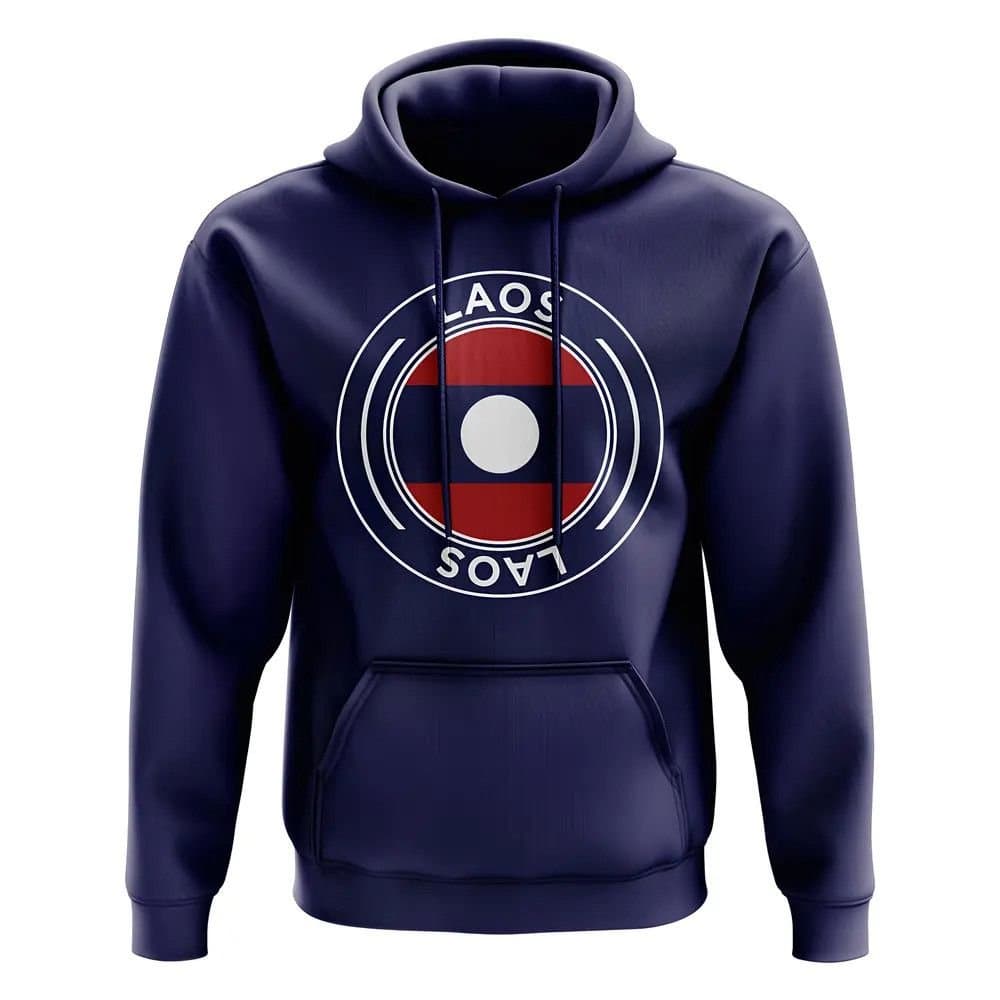 Laos Laos Men's Personalised Football Badge Hoodie in Navy