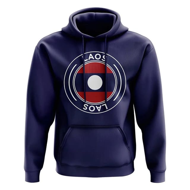 Laos Laos Men's Personalised Football Badge Hoodie in Navy - 2