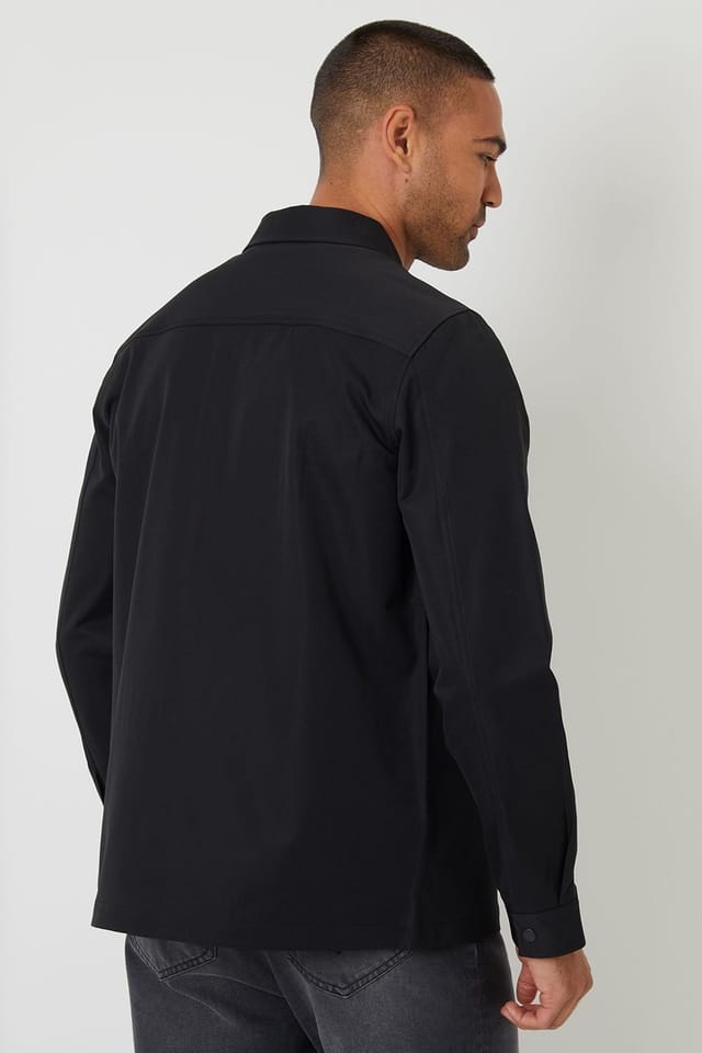 Threadbare Threadbare Men's Cargo Pocket Twill Shacket in Black - 2
