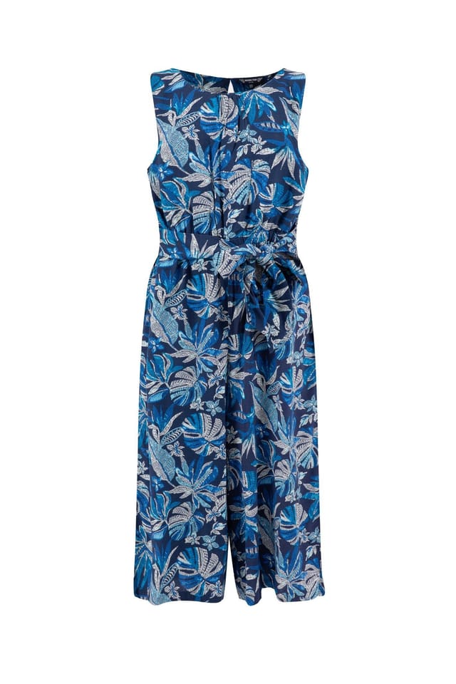 Weird Fish Weird Fish Women's Nalani Printed Viscose Jumpsuit in Dark Indigo - 2