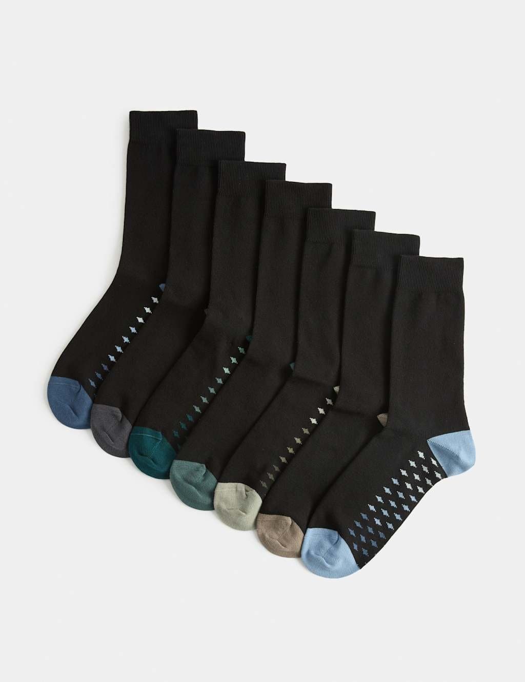 Marks & Spencer M&S 7 Pack Cool & Fresh™ Cotton Rich Socks Black Mix