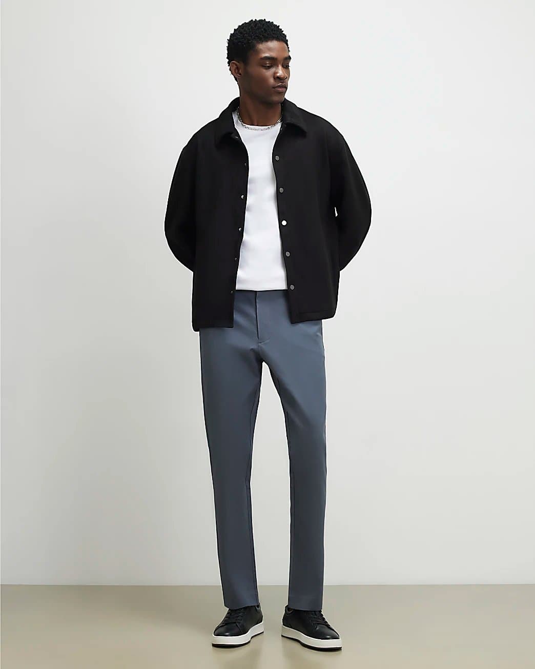 River Island Mens River Island Grey Slim Fit Stretch Chino Trousers