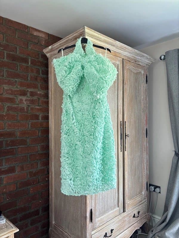 ASOS ASOS Luxe mint green petal halter neck fitted dress ideal for races, weddings