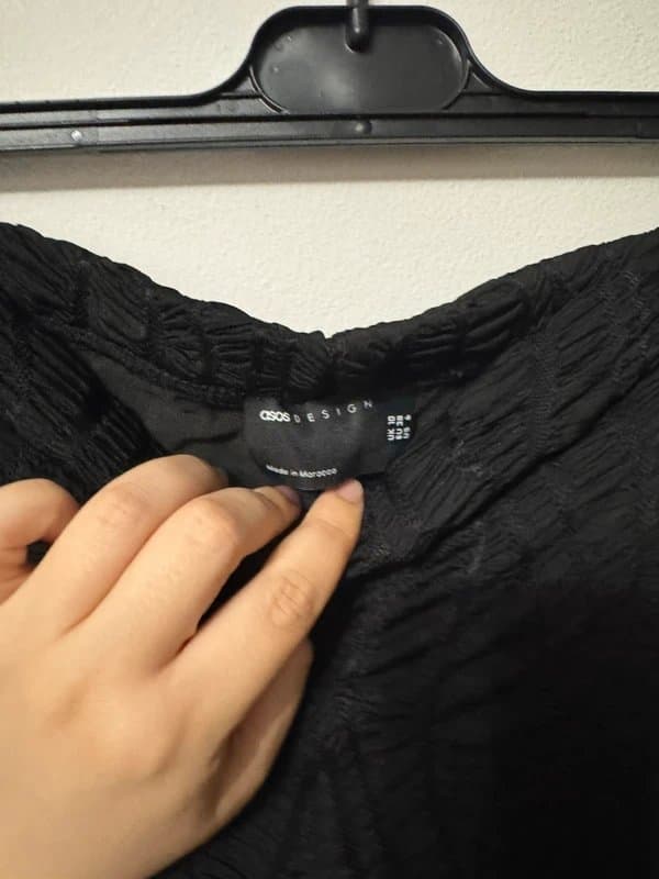 ASOS Design textured high waisted elastic waist pull on black trousers goth flared size 10