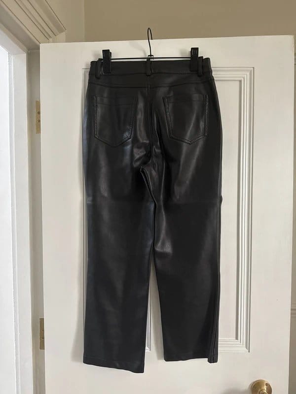 Never Fully Dressed Black Faux Leather Cropped Trousers