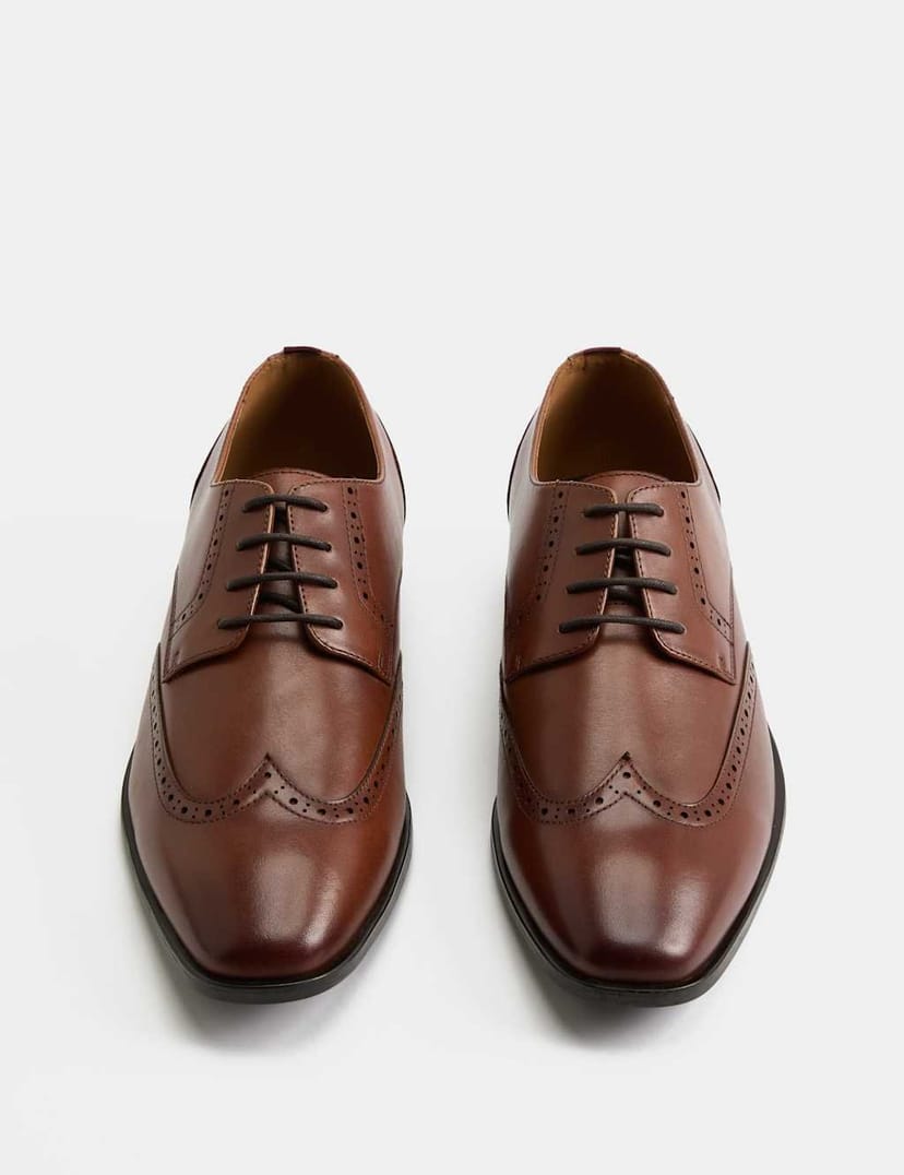 Marks & Spencer M&S Leather Derby Shoes Tan - 1
