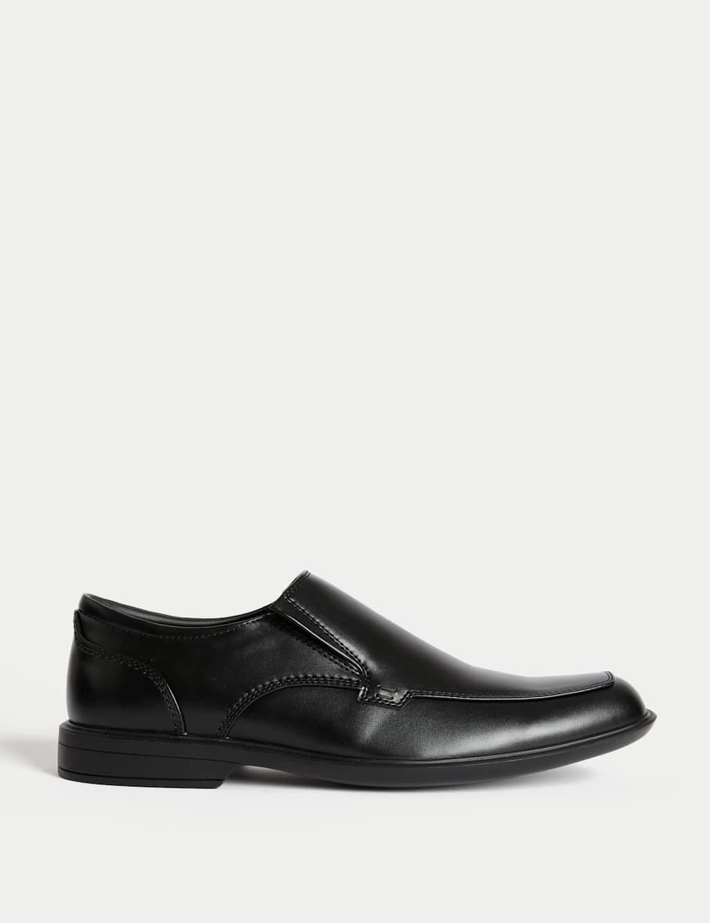 Marks & Spencer M&S Black Textured Faux Leather Slip-On Shoes