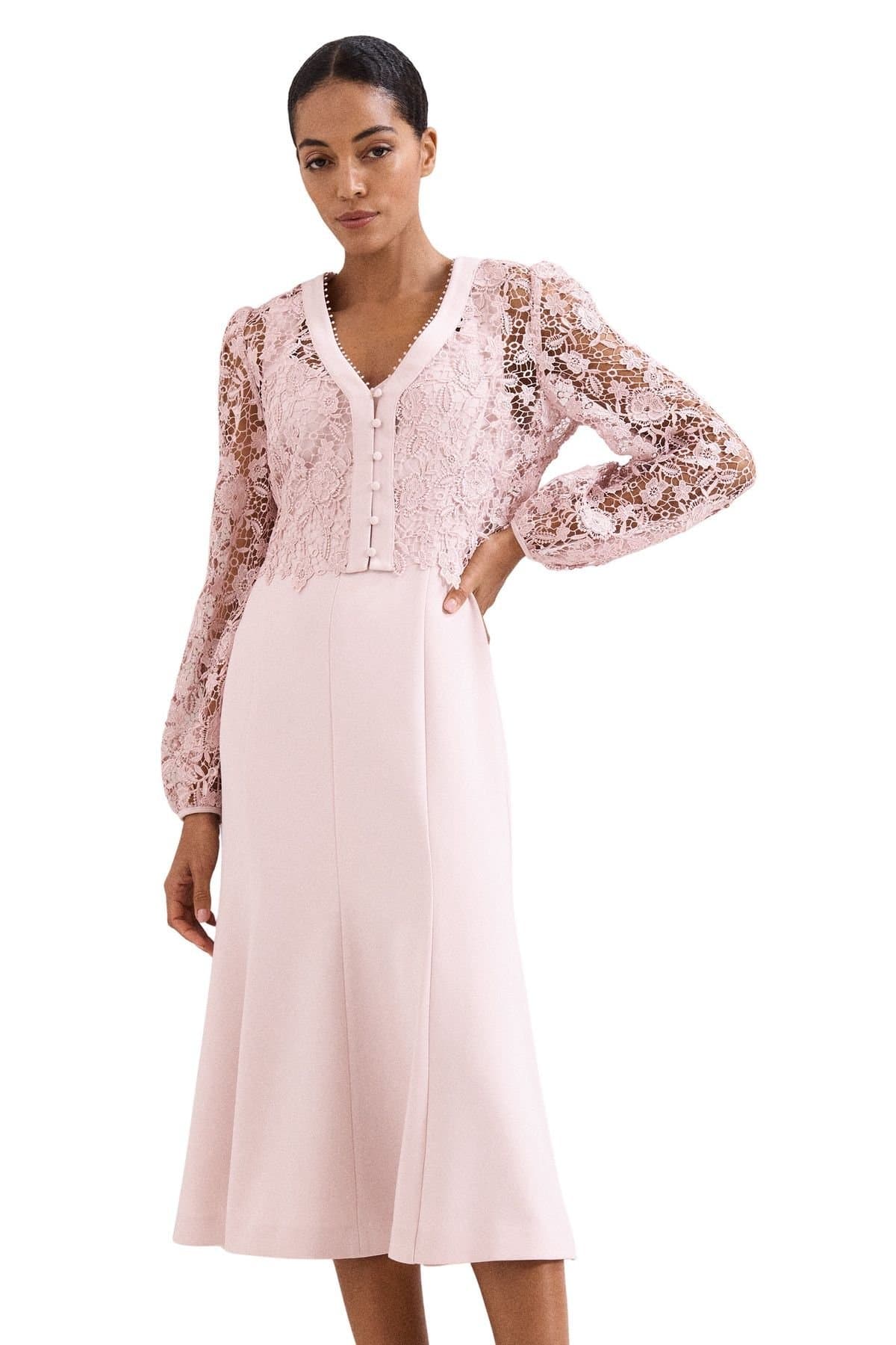 Phase Eight Phase Eight Women's Petite Ayumi Midi Dress in Pale Pink