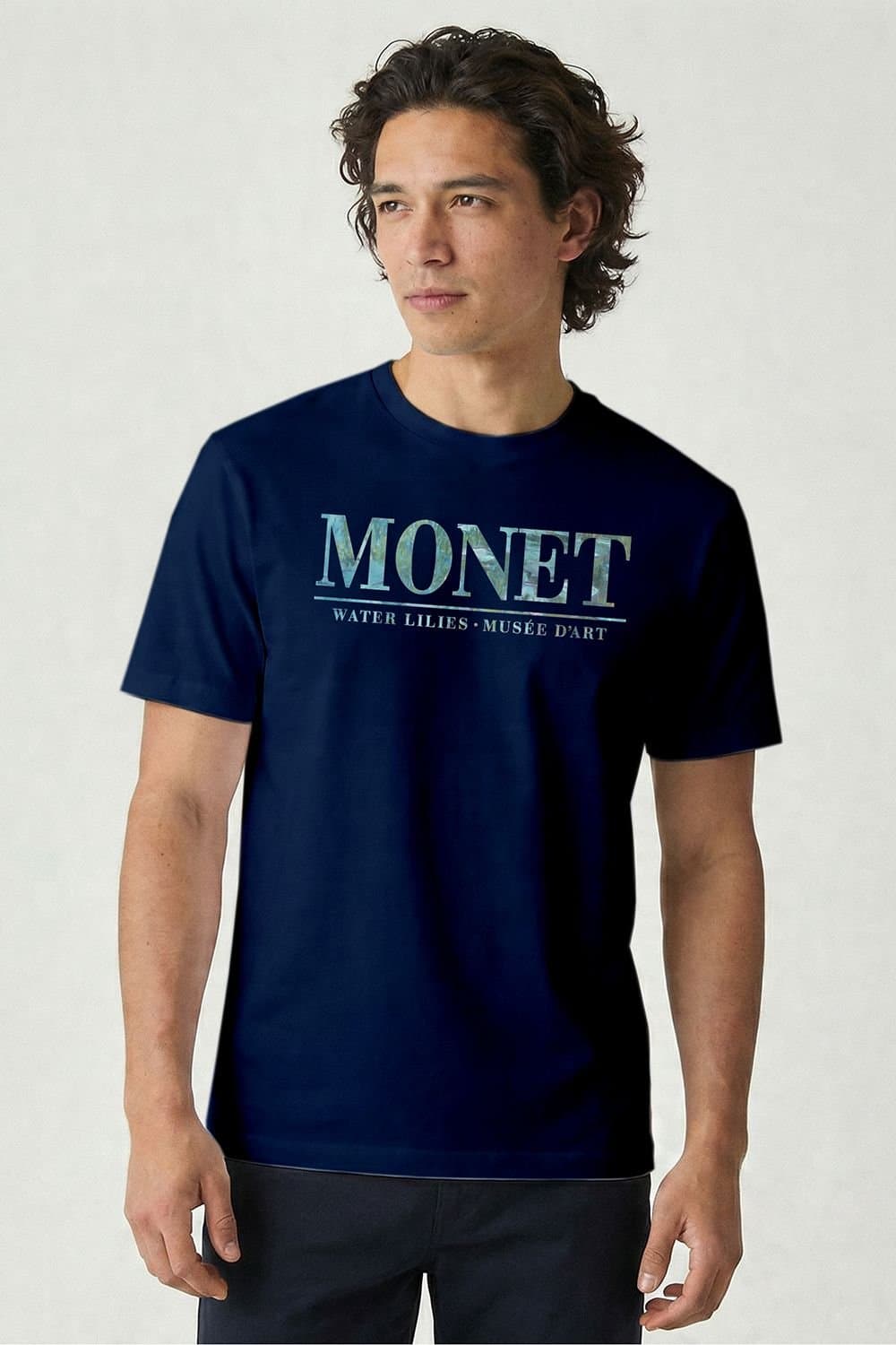 Musee DArt Musee D'Art Men's Monet - Water Lilies Text T-Shirt in Navy