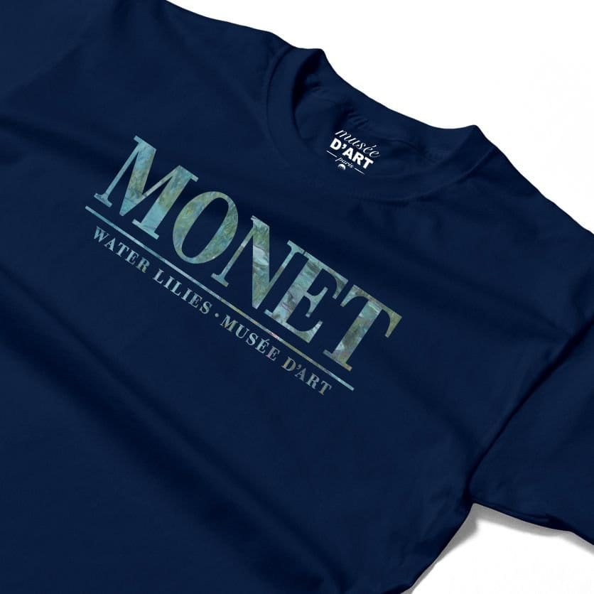 Musee DArt Musee D'Art Men's Monet - Water Lilies Text T-Shirt in Navy - 4