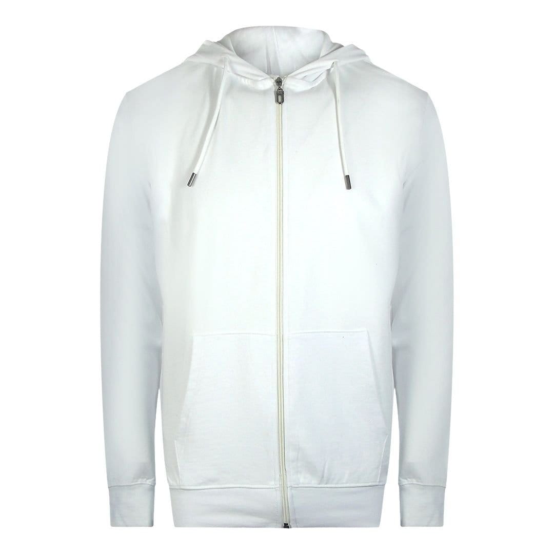Cavalli Class Cavalli Class Men's Bold Floral Logo Off-White Zip-Up Hoodie in White - 1