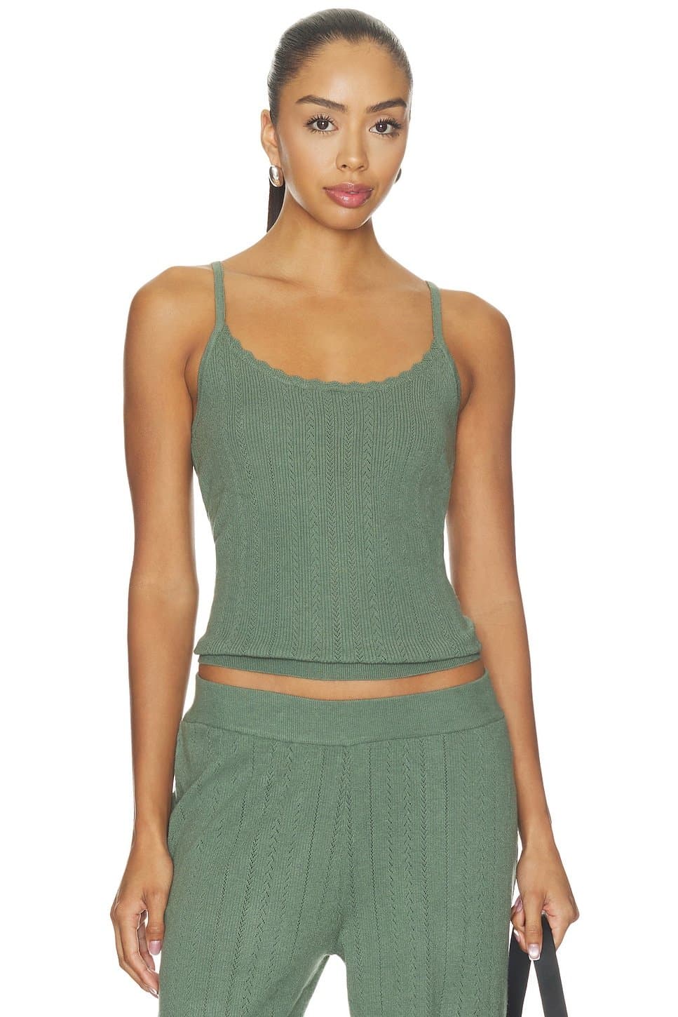 revolve Revolve Pointelle Scoop Neck Cami Top In Desert Sage