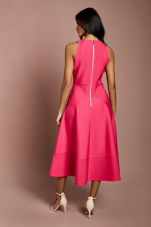 Coast Coast Women's Petite Ribbed Bandage Halterneck Midi Dress in Pink - 3