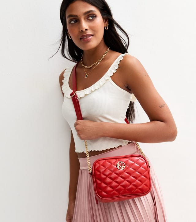 New Look Red Faux Leather Quilted Crossbody Bag New Look - 2