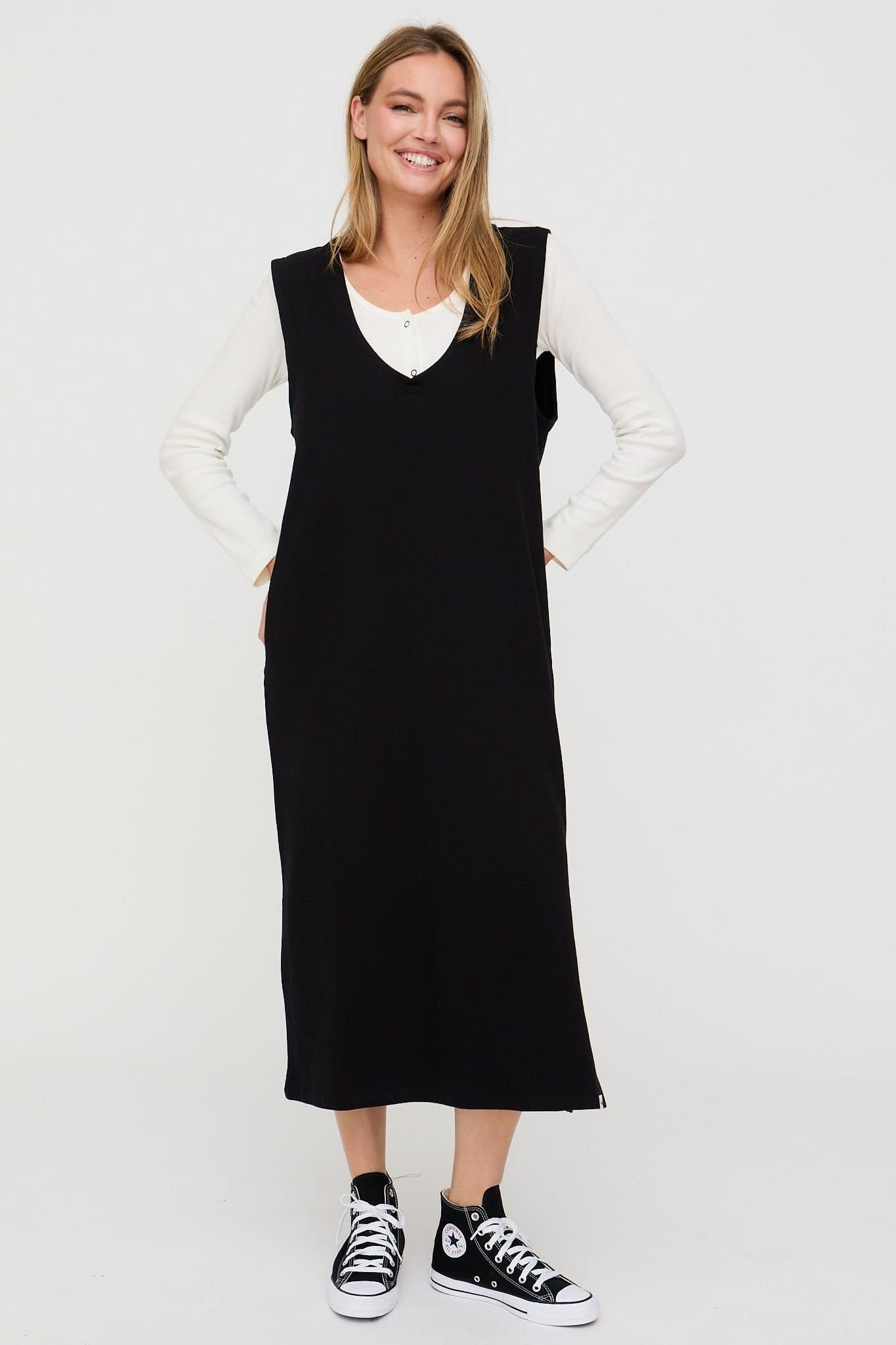 Turtledove London Turtledove London Black Cotton Midi Dress