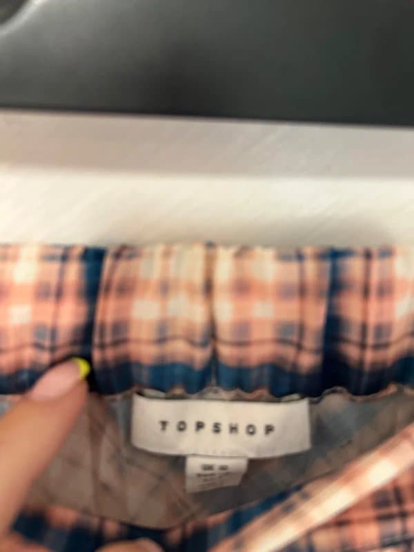 Topshop (0182p) topshop 10 blue and pink midi pleated skirt check