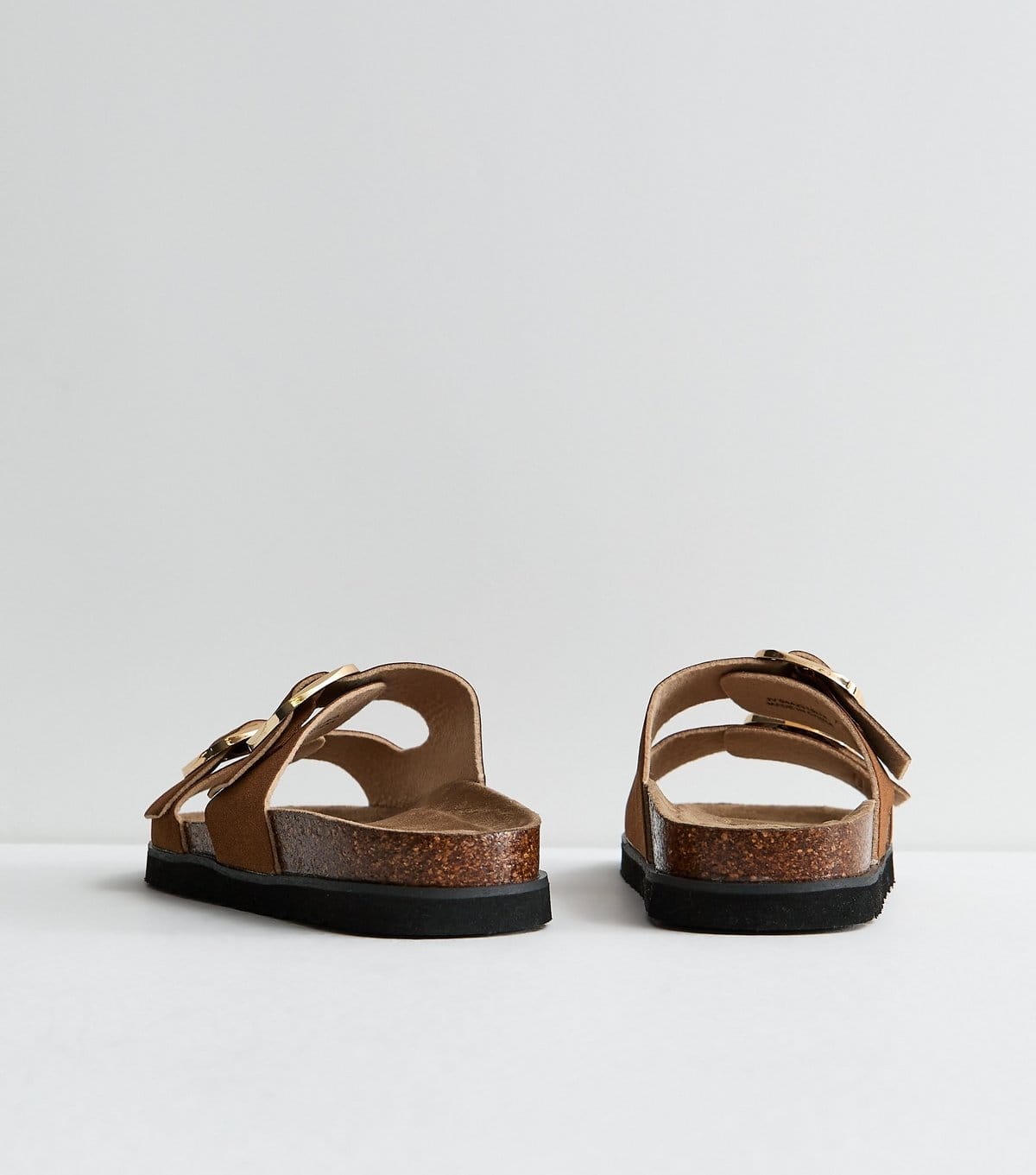 New Look Women's Tan Cork Sole Double Strap Mule Sandals Vegan New Look - 4