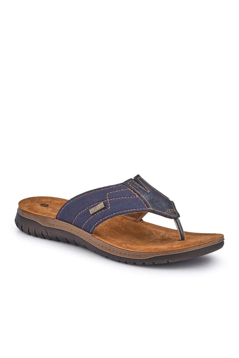 Pavers Pavers Men's Leather Toe Post Sandals in Blue