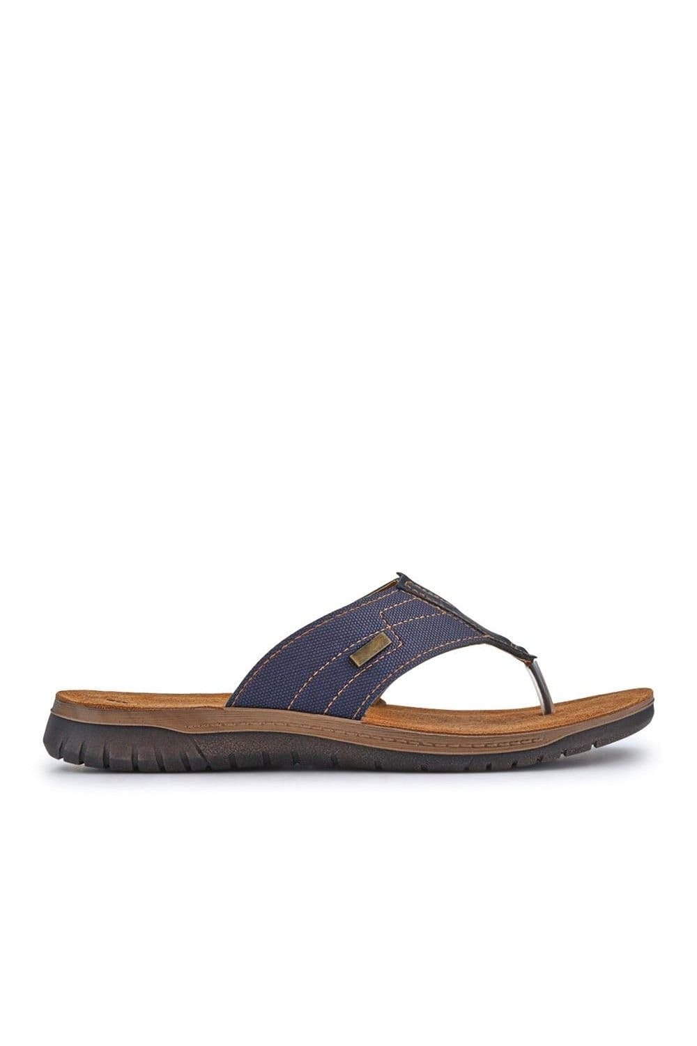 Pavers Pavers Men's Leather Toe Post Sandals in Blue - 4