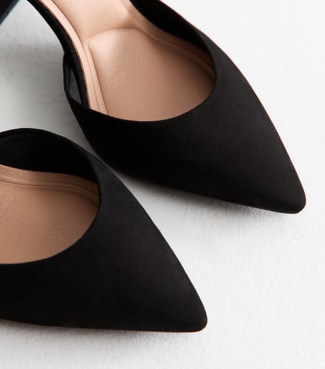 New Look Women's Wide Fit Black Faux Suede Open Court Shoes Vegan New Look - 3