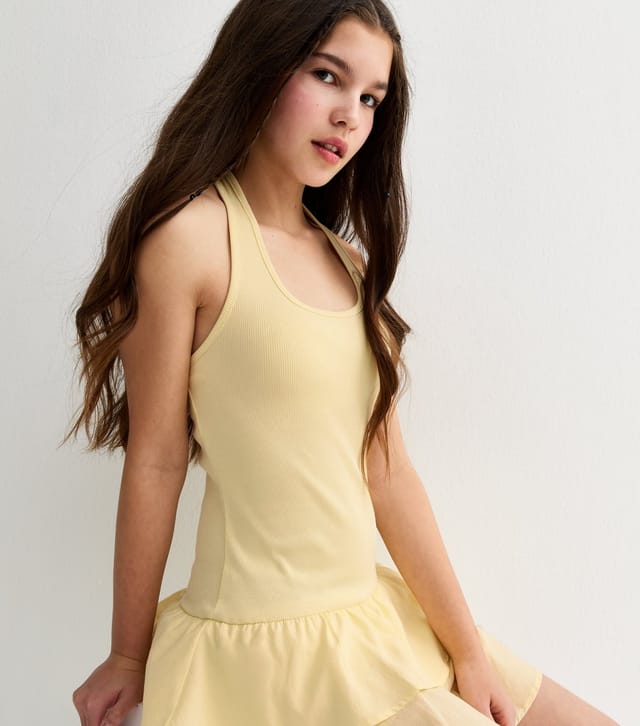 New Look Girls' Light Yellow Halter Neck Rara Mini Dress New Look - 2