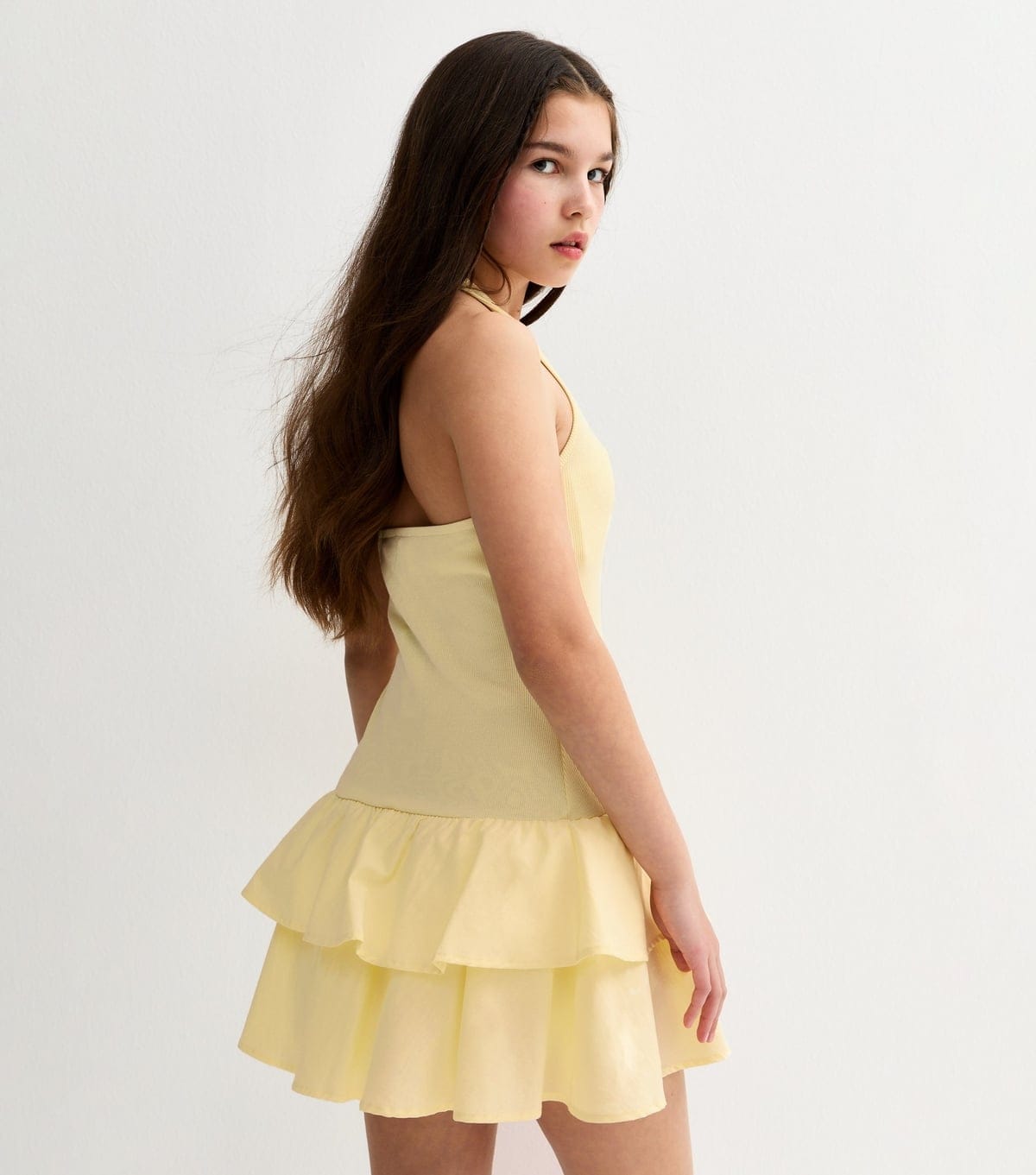 New Look Girls' Light Yellow Halter Neck Rara Mini Dress New Look - 4