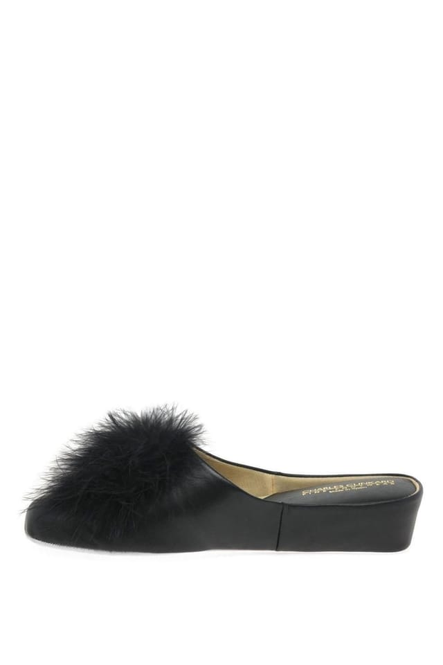 Charles Clinkard Charles Clinkard Women's 'Pom-Pom II' Leather Slipper in Black - 2