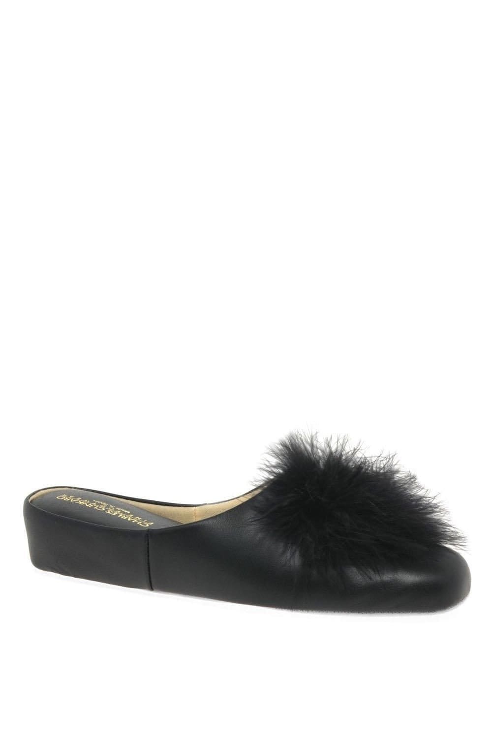 Charles Clinkard Charles Clinkard Women's 'Pom-Pom II' Leather Slipper in Black - 4