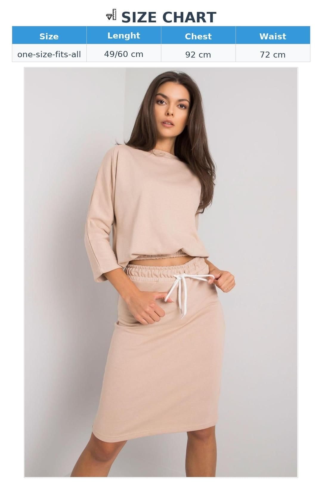 Love Lace Love Lace Women's 3/4 Sleeve Blouse Pencil Skirt Set in Beige - 4