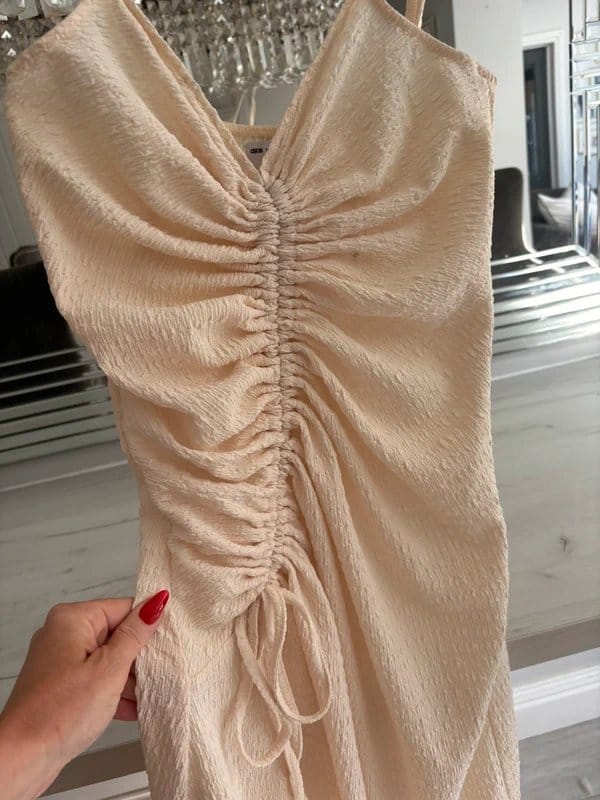 ASOS Cream Ruched Maxi Dress Size 10