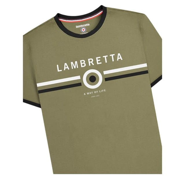 Lambretta Lambretta Men's Target Ringer T-Shirt in Khaki - 3