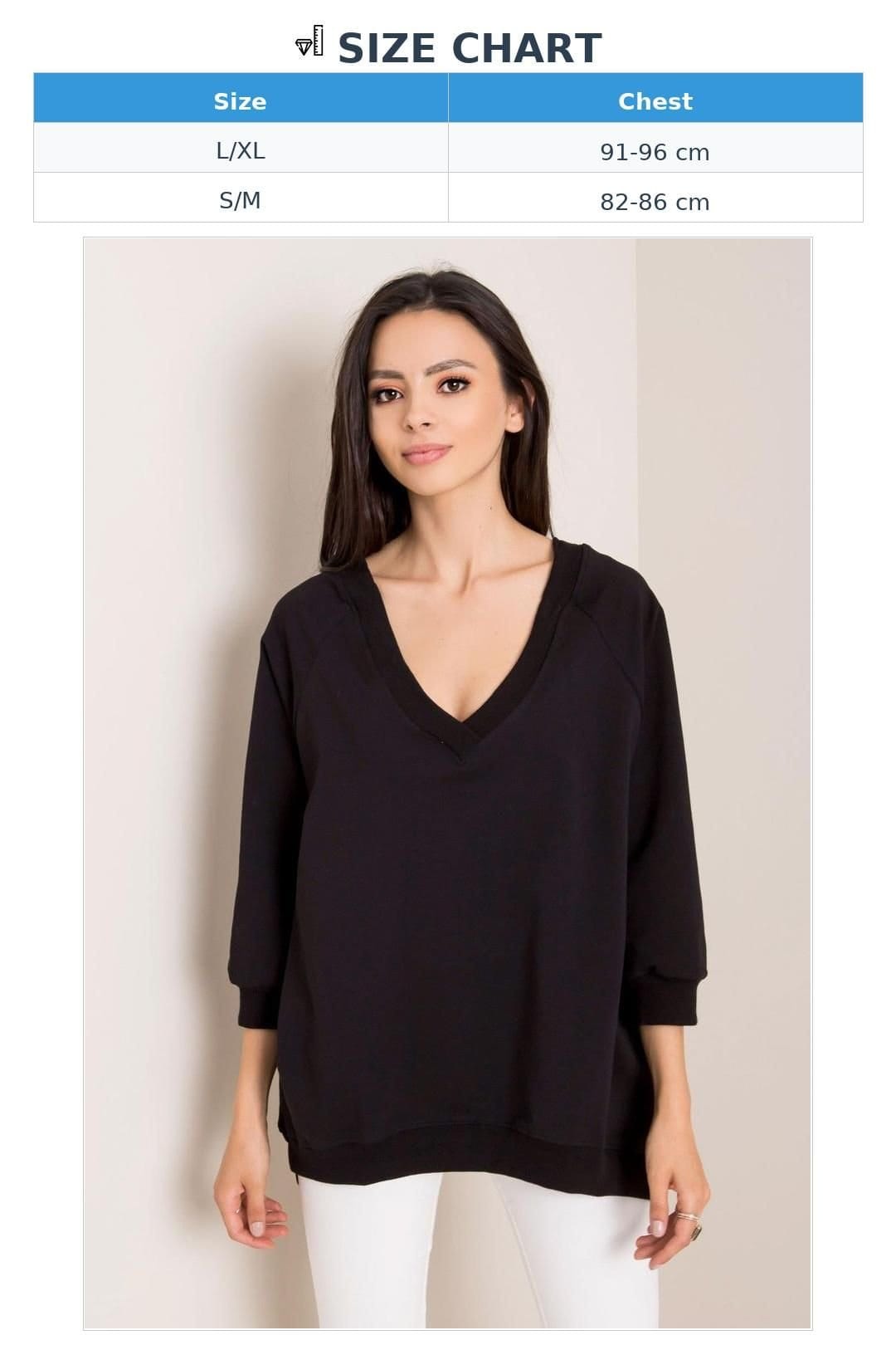 Love Lace Love Lace Women's Loose Fit Heart Neck Sweatshirt Long Sleeve in Black - 4
