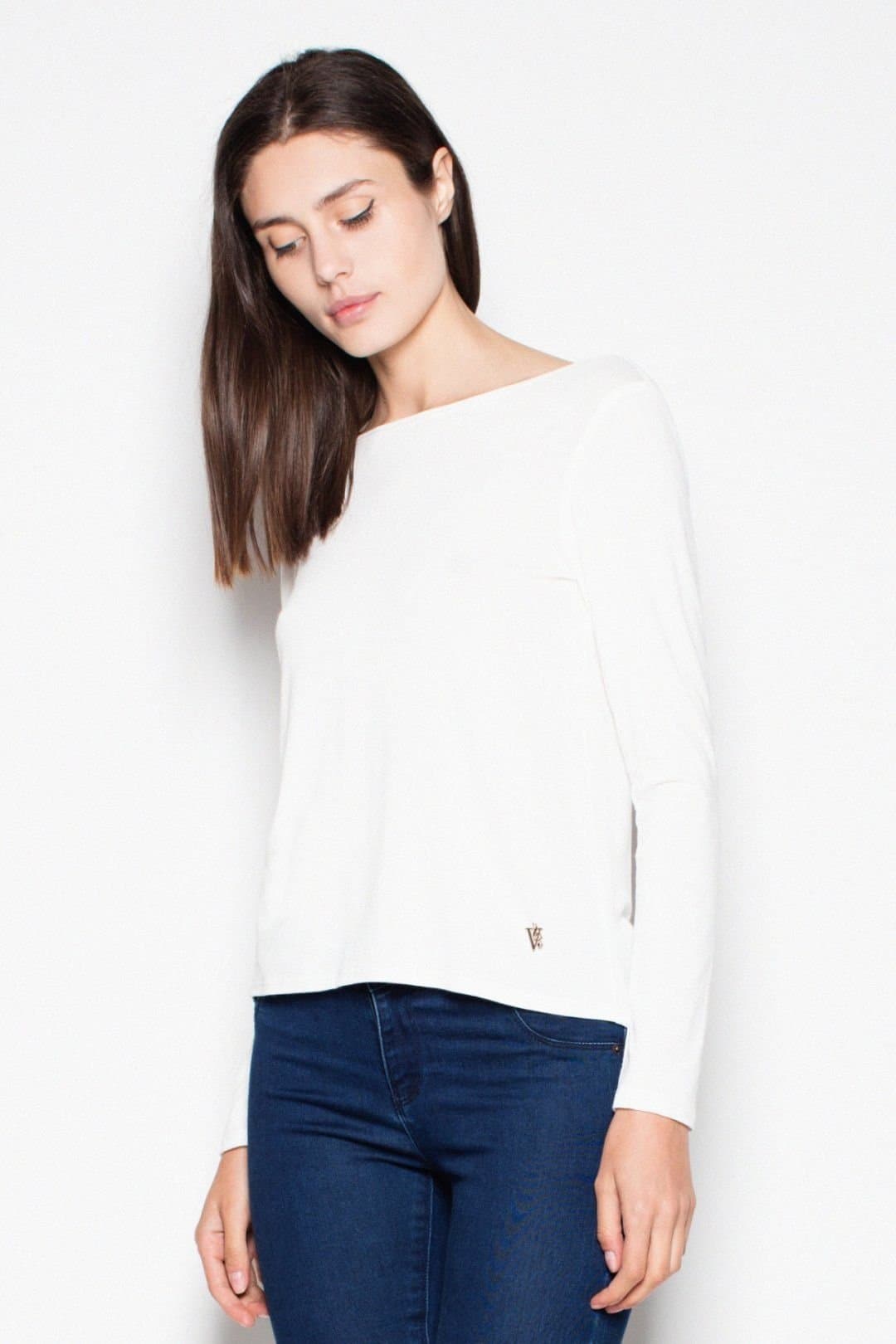 Love Lace Love Lace Women's Back Cutout V Neck Blouse with Suede Bow in White