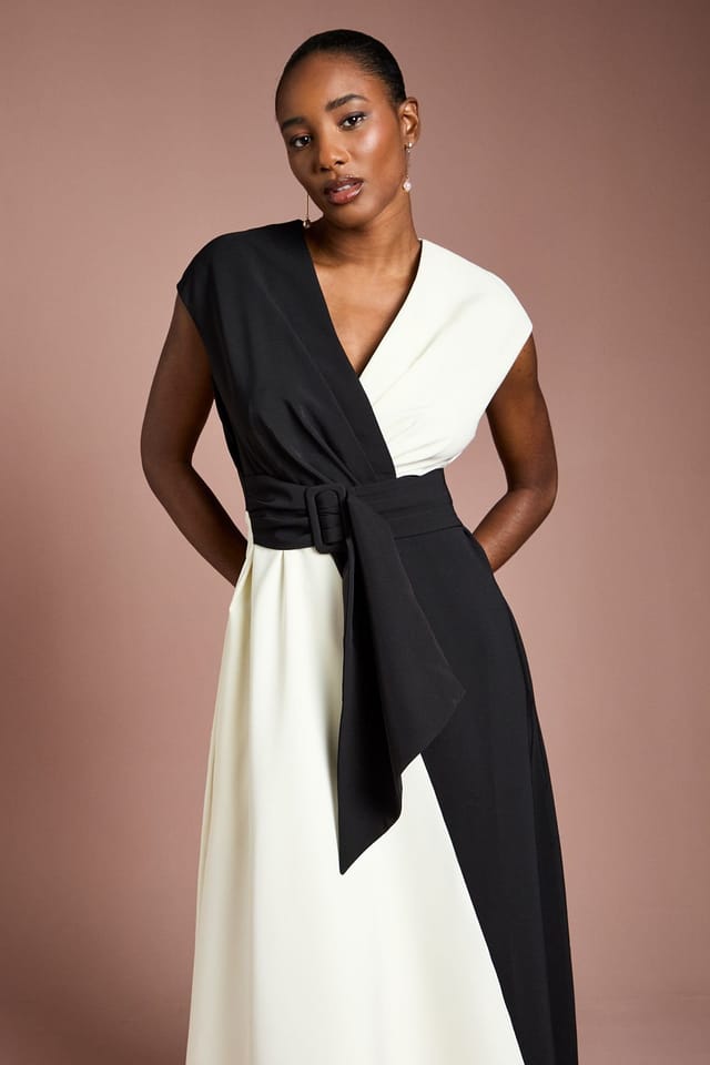 Coast Coast Women's Belted Crepe Mono Midi Dress - 2
