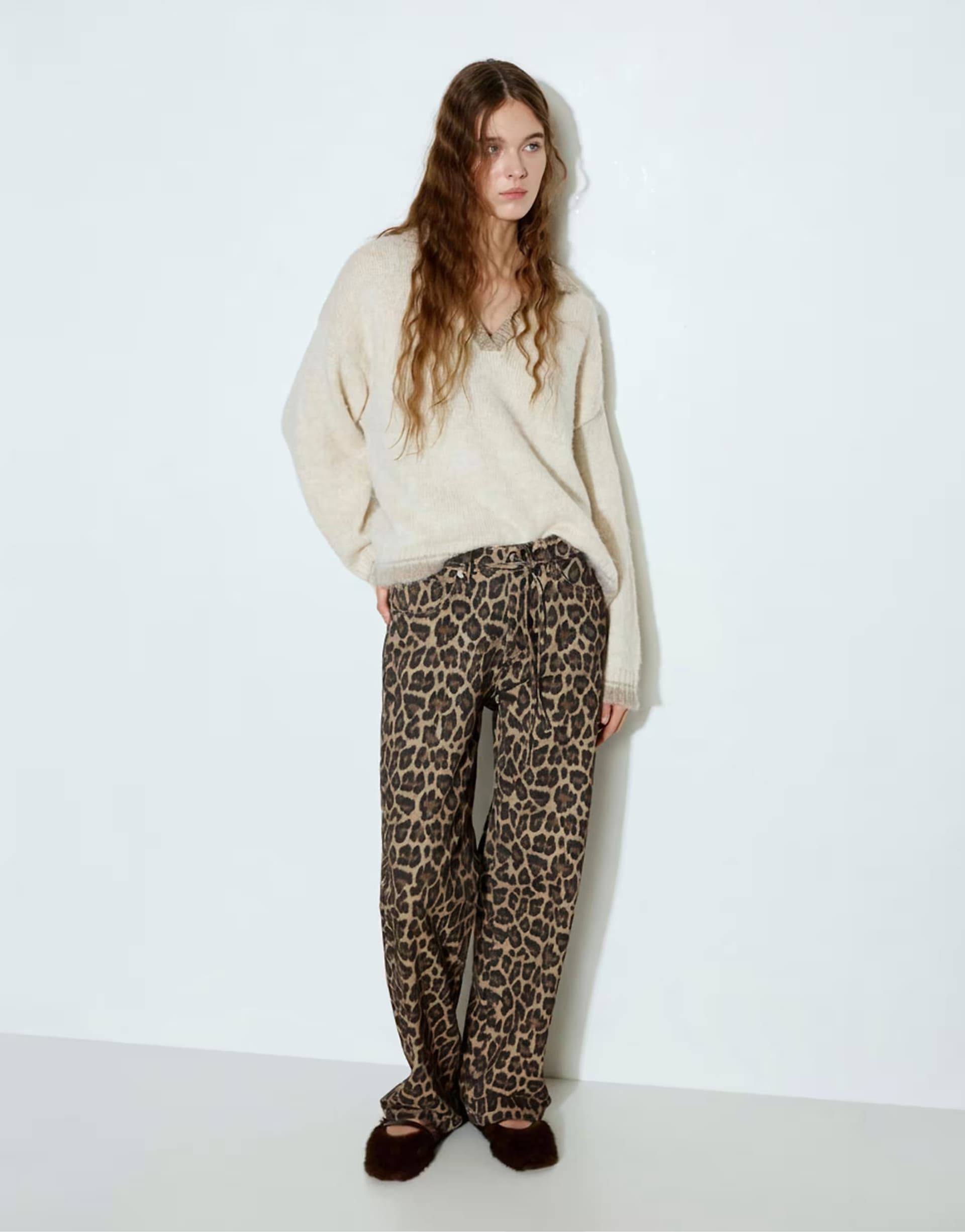 ASOS Pull&Bear Leopard print trousers with drawstring in leopard