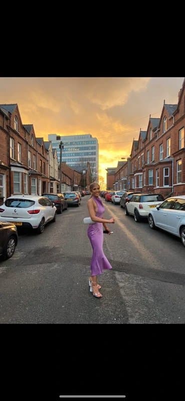 ASOS Purple satin backless midi dress