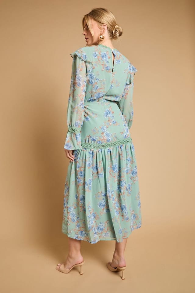 Oasis Oasis Women's Pin Tuck Detail Midi Dress in Sage - 3