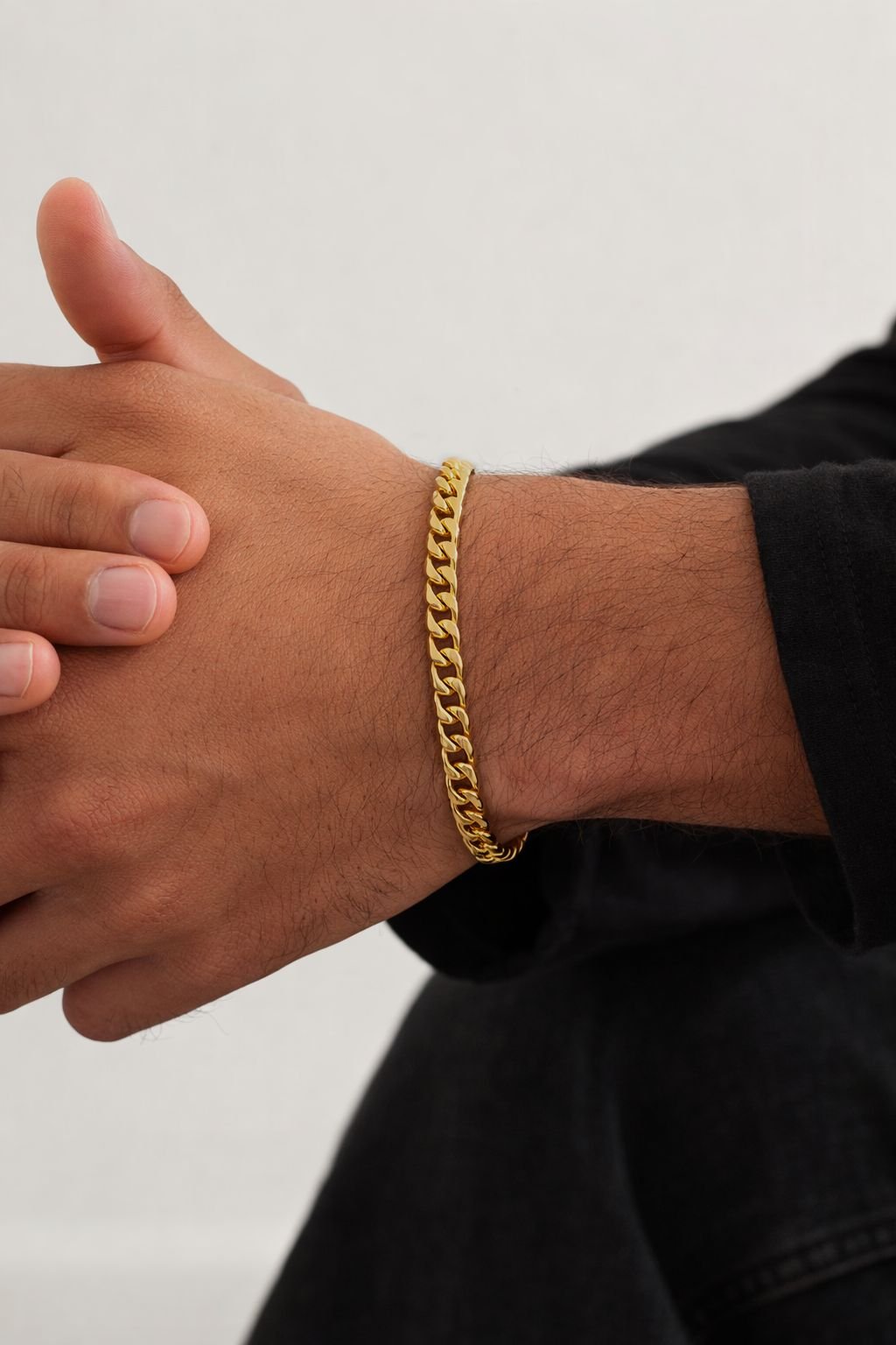 Inicio Inicio Men's Waterproof Gold Plated Curb Chain Bracelet - Gift Pouch - 2