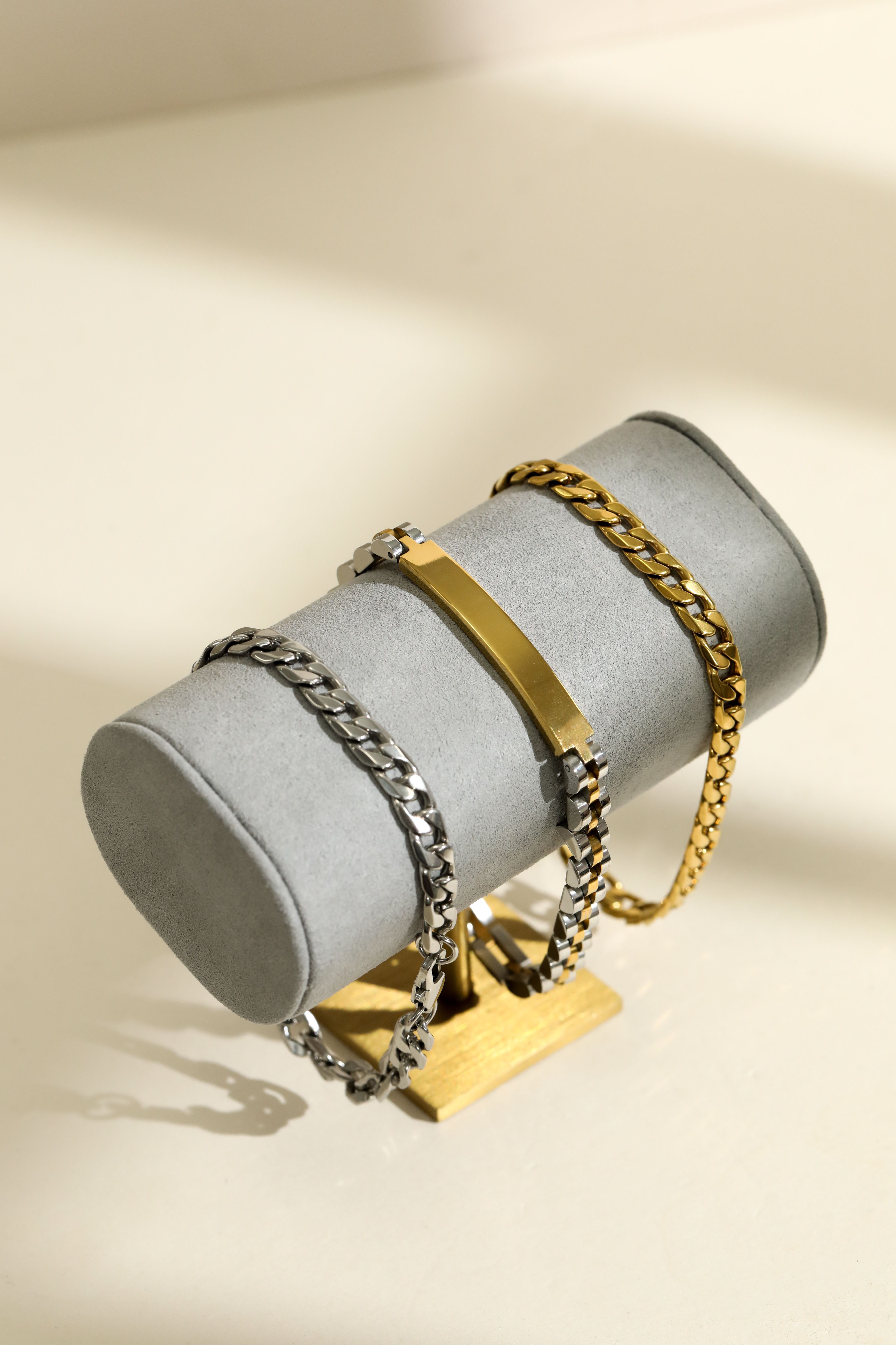 Inicio Inicio Men's Waterproof Gold Plated Curb Chain Bracelet - Gift Pouch - 3