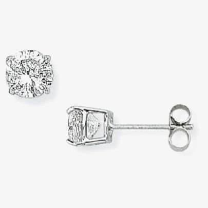 T.H.Baker T.H.Baker Women's 9ct White Gold 5mm Round Cubic Zirconia Stud Earrings SE210 in Silver