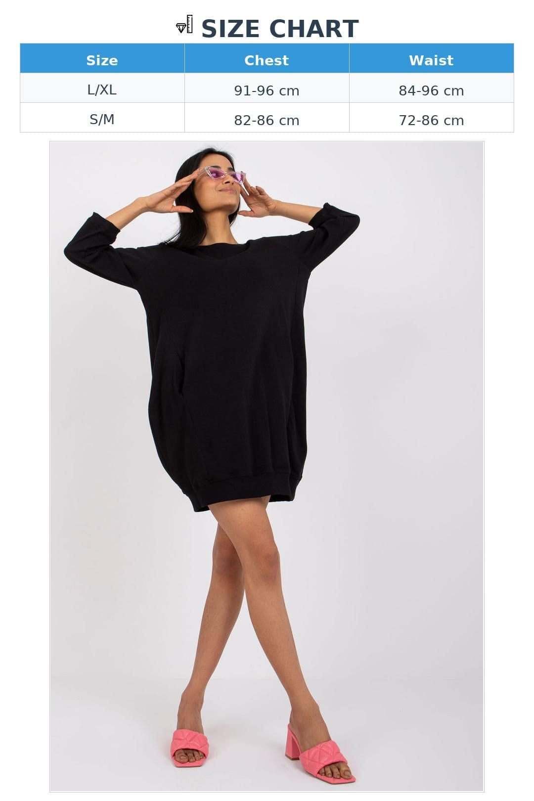 Love Lace Love Lace Women's Casual Cotton Sweatshirt Dress with Pockets Style 222432 in Black - 4
