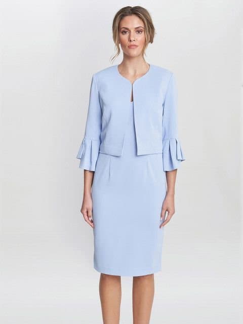 Gina Bacconi Gina Bacconi Women's Gigi Moss Crepe Bolero in Blue