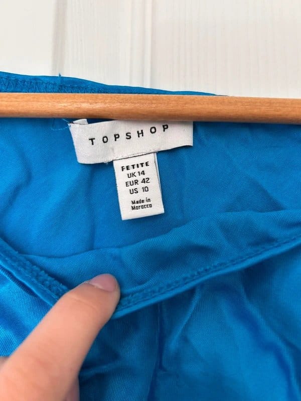 Topshop Blue Satin Midi Skirt
