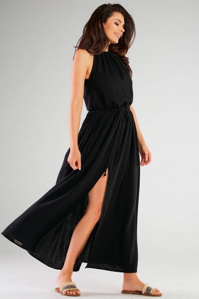 Love Lace Love Lace Women's Dress With Sensual Side Slits in Black - 2