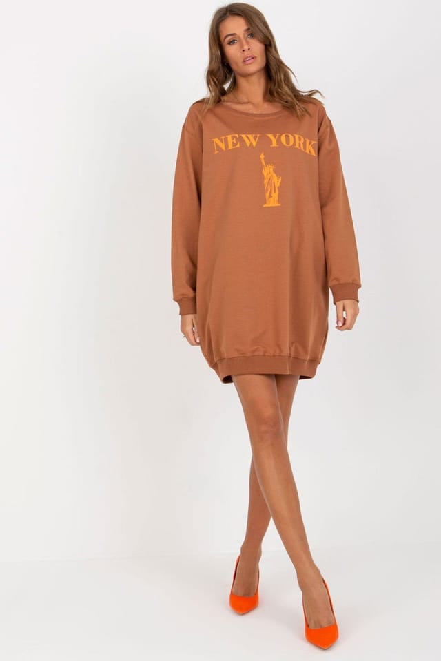 Love Lace Love Lace Women's Oversized Print Front Casual Sweatshirt in Brown - 2
