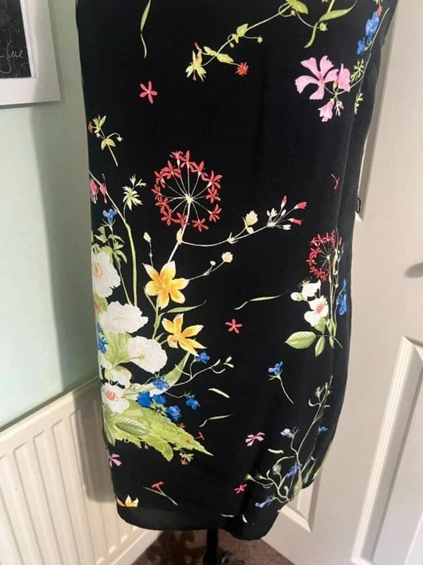 Oasis Oasis Chelsea Physic Garden Black Mini Shift Dress UK 10 Floral Viscose Summer - 1
