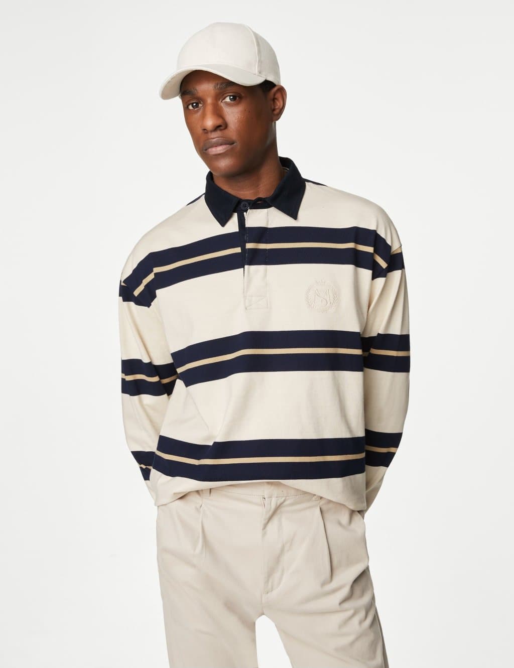 Marks & Spencer M&S Pure Cotton Striped Rugby Shirt Ecru Mix