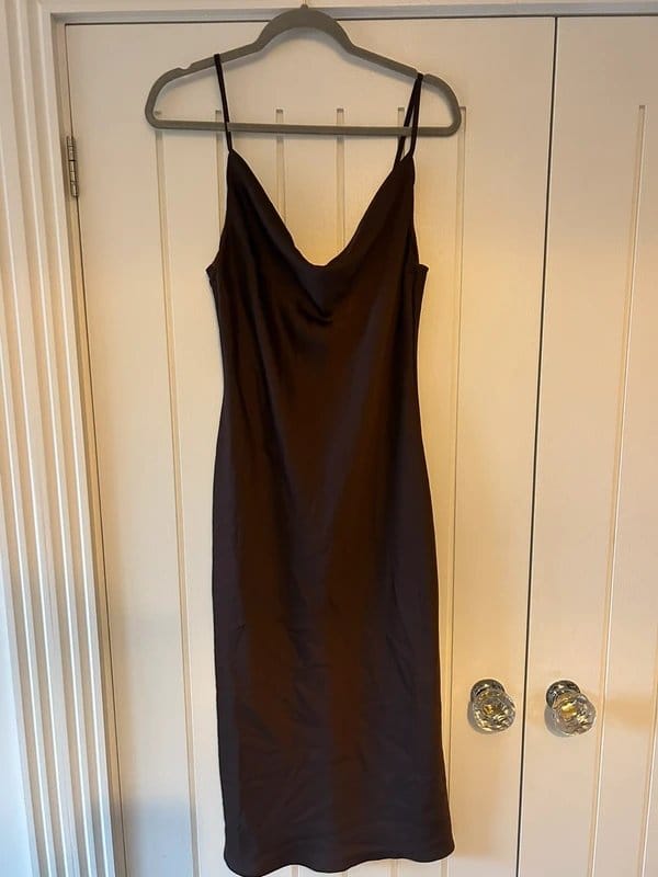 New Look Brown Silk Midi Dress