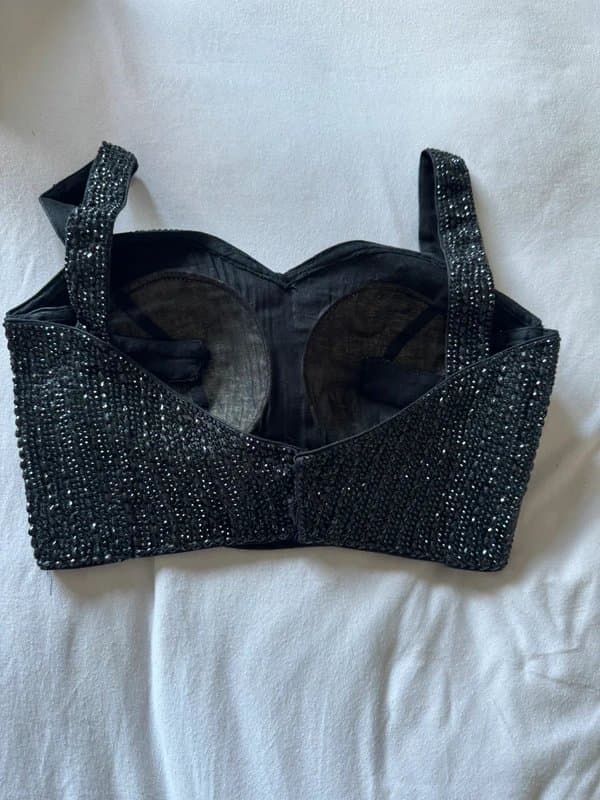 Indi & Cold fully beaded indian dressing top party top black crystal size 8-10
